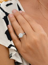 Load image into Gallery viewer, Round Cut Moissanite Engagement Ring Solitaire Bridal Ring Crown Prongs Filigree Style Shank Wedding ring Solitaire 14k White Gold 3.00ct
