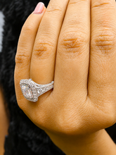 Load image into Gallery viewer, Asscher Cut Moissanite Center and Round Sides Engagement Ring Bezel Set Wedding Bridal Ring Filigree 14k Solid and Heavy White Gold 4.60ctw
