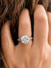 Load image into Gallery viewer, Round Cut Moissanite Engagement Ring Solitaire Bridal Ring Crown Prongs Filigree Style Shank Wedding ring Solitaire 14k White Gold 3.00ct
