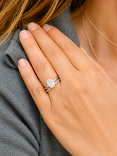 Load image into Gallery viewer, Oval Shape Moissanite And Round Cut Sides Engagement Ring And Matching Band 14k Solid White Gold Bridal Ring Solitaire Wedding Ring 3.15ctw
