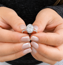 Load image into Gallery viewer, IGI Certified Oval Shape And Round Cut Diamond Engagement Ring Halo Style Wedding Ring Women's Bridal Ring 14K Solid White Gold 2.50ct F-VS2
