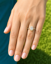Load image into Gallery viewer, Oval Shape Center and Round Cut Sides IGI Certified Diamond Engagement Ring Halo 14k Solid Yellow Gold Wedding Bridal Ring For Her 2.00ctw
