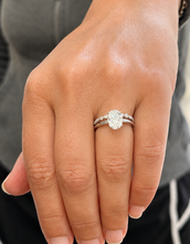 Load image into Gallery viewer, Oval Shape Moissanite And Round Cut Sides Engagement Ring And Matching Band 14k Solid White Gold Bridal Ring Solitaire Wedding Ring 3.15ctw
