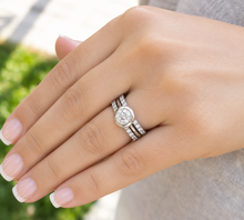 Load image into Gallery viewer, Round Cut Diamond Engagement Ring And Two Matching Bands IGI Certified 14k Solid White Gold Halo Bezel Set Style Wedding Set For Her 1.80ctw
