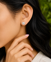 Load image into Gallery viewer, Round Cut Cvd Diamond Studs Earrings Screw Backs Prong Set With Round Cut Diamonds Halo Style In 14k Solid White Gold Gift For Her 1.40ctw
