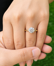 Load image into Gallery viewer, Round Cut Moissanite Engagement Ring Solitaire Six Prong Set Minimalist 14k Solid Yellow Gold Bridal Ring For Her Women's Wedding Set 3.00ct
