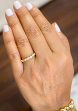 Load image into Gallery viewer, Round Cut Moissanites Band Half Eternity Anniversary Band Antique Filigree Style Engagement Band 14k Yellow Gold Ring Wedding Band 0.35ctw
