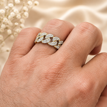 Load image into Gallery viewer, Round Cut Cvd Diamonds Ring Pave Set Men's Band Link Chain Style Men's Wedding Band Right Hand Ring Men's 14K Solid Yellow Gold 1.00ctw
