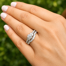 Load image into Gallery viewer, Round Cut Moissanite Engagement Ring And Matching Band Antique Design Wedding Ring And Band Bridal Set In 14k Solid White Gold 1.35ctw
