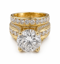 Load image into Gallery viewer, IGI Certified Round Cut Center Diamond Engagement Ring And Matching Band Inner Halo 14k Solid And Heavy White Gold Wedding Ring 7.50ctw

