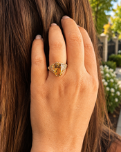 Load image into Gallery viewer, Oval Cut Natural Yellow Citrine Ring Art Deco Style Ring Anniversary Gift Prong Set Right Hand Ring For Her 14k Solid Yellow Gold 5.00ctw

