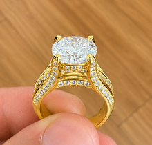 Load image into Gallery viewer, Round Shape Moissanite Engagement Ring Inner Halo Wedding Ring High Set 14k Solid Heavy White Gold Bridal Ring 6.50ctw
