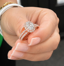 Load image into Gallery viewer, Oval Shape And Round Cut Sides Diamonds Engagement Ring And Matching Band Set Halo Style Bridal Set IGI Certified 14k Solid Rose Gold 2.00
