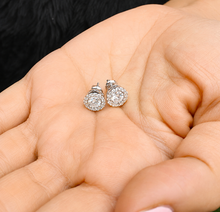 Load image into Gallery viewer, Round Cut Cvd Diamond Studs Earrings Screw Backs Prong Set With Round Cut Diamonds Halo Style In 14k Solid White Gold Gift For Her 1.40ctw
