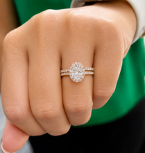 Load image into Gallery viewer, Oval Shape And Round Cut Sides Diamonds Engagement Ring And Matching Band Set Halo Style Bridal Set IGI Certified 14k Solid Rose Gold 2.00
