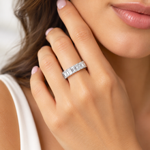 Load image into Gallery viewer, Emerald Cut Cvd Diamonds Eternity Band 5.0x3.0mm each Set In 14K Solid White Gold Engagement Band Prong Set Wedding Anniversary Band 5.00ctw
