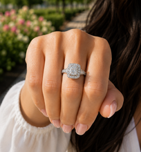 Load image into Gallery viewer, Round Cut IGI Certified Diamonds Halo Engagement Ring 14k Solid White Gold Wedding Ring Filigree Antique Style 1.75ctw
