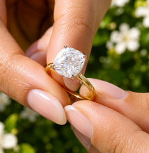 Load image into Gallery viewer, IGI Certified Cushion Cut Diamond Engagement Ring Solitaire Wedding Ring Four Prong Bridal Ring 14K Solid Yellow Gold Propose Ring 4.00ct
