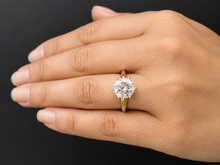 Load image into Gallery viewer, Round Cut Moissanite Engagement Ring Solitaire Six Prong Set Minimalist 14k Solid Yellow Gold Bridal Ring For Her Women's Wedding Set 3.00ct
