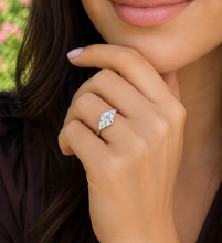 Load image into Gallery viewer, Oval Shape And Trillion Cut IGI Certified Diamond Engagement Ring Three Stone Style Wedding Ring In 14K White Gold Bridal Ring 2.60ctw
