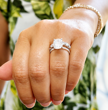 Load image into Gallery viewer, Elongated Cushion Cut And Round Cut Sides Diamond Engagement Ring And Matching Band IGI Certified 14K Solid Whie Gold Wedding Ring 5.00ctw

