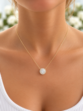 Load image into Gallery viewer, Round Cut Moissanite Pendant And Chain Solitaire Minimalist Dainty Halo Style 14k Solid Yellow Gold Necklace And Chain Wedding Gift 1.70ctw
