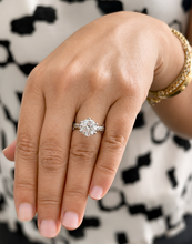 Load image into Gallery viewer, Round Cut Moissanite Engagement Ring Solitaire Bridal Ring Crown Prongs Filigree Style Shank Wedding ring Solitaire 14k White Gold 3.00ct
