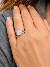 Load image into Gallery viewer, Oval Shape Moissanite And Round Cut Sides Engagement Ring And Matching Band 14k Solid White Gold Bridal Ring Solitaire Wedding Ring 3.15ctw
