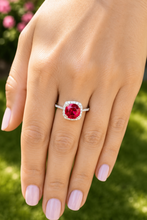 Load image into Gallery viewer, Round Cut Ruby And Round Cut Sides Natural Diamonds Antique Deco Design 14k Solid Yellow Gold Halo Filigree Style Bridal Wedding Ring 2.50ct
