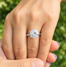 Load image into Gallery viewer, Round Cut Diamond Engagement Ring Crown Prong Style Solitaire IGI Certified Split Shank 14k Solid White Gold Wedding Bridal Ring 5.00ct
