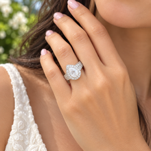 Load image into Gallery viewer, Pear Shape Center And Round Cut Sides Diamond Engagement Ring Halo Ring Wedding Bridal Ring IGI Certified 14k Solid White Gold 4.40ctw G-VS2

