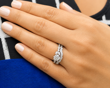 Load image into Gallery viewer, Round Cut Moissanite Engagement Ring And Matching Band Antique Design Wedding Ring And Band Bridal Set In 14k Solid White Gold 1.35ctw
