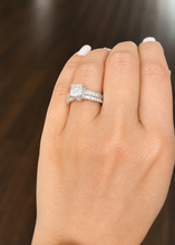 Load image into Gallery viewer, Princess Cut Center And Round Cut Sides Diamond Engagement Ring Prong Set Wedding Bridal Ring IGI Certified 14k White Gold 2.50ctw
