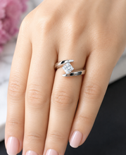 Load image into Gallery viewer, Princess Cut Moissanite Engagement Ring Tension Set Solitaire Bridal Ring 14k Solid And Heavy White Gold Wedding Anniversary Ring 1.50ct
