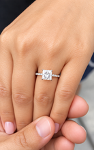 Load image into Gallery viewer, Princess Cut Moissanite and Round Cut Sides Engagement Ring Wedding Bridal Ring Anniversary Ring Half Eternity 14K Solid White Gold 1.70ctw

