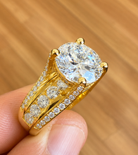 Load image into Gallery viewer, Round Shape Moissanite Engagement Ring Inner Halo Wedding Ring High Set 14k Solid Heavy White Gold Bridal Ring 6.50ctw
