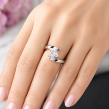 Load image into Gallery viewer, Princess Cut Moissanite Engagement Ring Tension Set Solitaire Bridal Ring 14k Solid And Heavy White Gold Wedding Anniversary Ring 1.50ct
