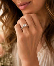 Load image into Gallery viewer, Round Cut Moissanite Engagement Ring Solitaire Bridal Ring Crown Prongs Filigree Style Shank Wedding ring Solitaire 14k White Gold 3.00ct
