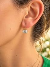 Load image into Gallery viewer, Emerald Cut Moissanite Stud Earrings Bezel set Style 14k Solid Yellow Solid Gold 6.00ctw Lever Back Setting Earrings Gift For Her Jewelry
