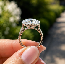 Load image into Gallery viewer, Round Cut Diamond Engagement Ring IGI Certified 14k Solid White Gold Halo Wedding ring Split shank Bridal Ring 5.70ct G-VS2
