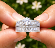 Load image into Gallery viewer, IGI Certified Round Cut Diamond Engagement Ring And Matching Band Bridal Set 14k Solid White Gold Women's Wedding Set For Her 3.00ctw F-VS2
