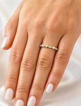 Load image into Gallery viewer, Round Cut Moissanites Band Half Eternity Anniversary Band Antique Filigree Style Engagement Band 14k Yellow Gold Ring Wedding Band 0.35ctw
