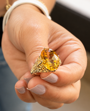 Load image into Gallery viewer, Oval Cut Natural Yellow Citrine Ring Art Deco Style Ring Anniversary Gift Prong Set Right Hand Ring For Her 14k Solid Yellow Gold 5.00ctw
