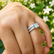 Load image into Gallery viewer, IGI Certified Princess Cut Diamond Engagement Ring and Matching Band Bridal Set 14k Solid and Heavy White Gold Wedding Set 2.85ct F-VS2
