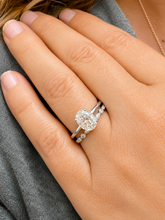 Load image into Gallery viewer, Oval Shape Moissanite And Round Cut Sides Engagement Ring And Matching Band 14k Solid White Gold Bridal Ring Solitaire Wedding Ring 3.15ctw

