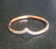 Load image into Gallery viewer, Round Cut Natural Diamonds Band Anniversary V Shape Bridal Prong Pave Half Eternity Stackable Matching Band For Her 14k Solid Rose Gold 0.30
