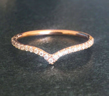 Load image into Gallery viewer, Round Cut Natural Diamonds Band Anniversary V Shape Bridal Prong Pave Half Eternity Stackable Matching Band For Her 14k Solid Rose Gold 0.30
