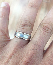 Load image into Gallery viewer, Round Cut Cvd Diamond Mens Band 7.50mm Width Brushed Polished Wedding Channel Set Eternity Style Set In 14k Solid And Heavy White Gold 1.00
