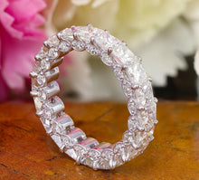 Load image into Gallery viewer, Princess and Round Cut Moissanite Eternity Band Three Sided Style Eternity Ring Band Set In 14K Solid White Gold Bridal Wedding Band 4.00ctw
