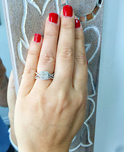 Load image into Gallery viewer, Princess Cut And Round Cut Sides Natural Diamond Engagement Ring And Matching Band Wedding Set Halo Bridal Ring 14k Solid White Gold 1.50ct
